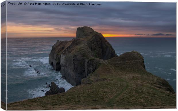 Gull Rock near Hartland in Devon Canvas Print by Pete Hemington