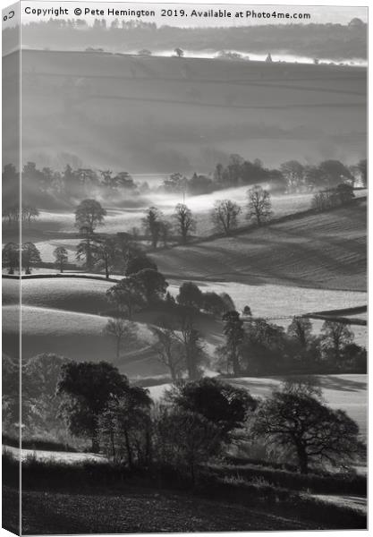 Misty Mid Devon Canvas Print by Pete Hemington