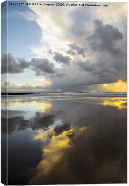 Clouds and sunset at Croyde Canvas Print by Pete Hemington