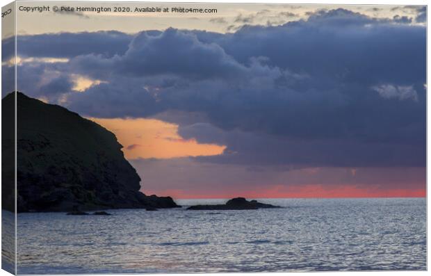 Sunset over Poldhu Cove Canvas Print by Pete Hemington