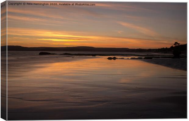 Sunset on Exmouth Beach Canvas Print by Pete Hemington