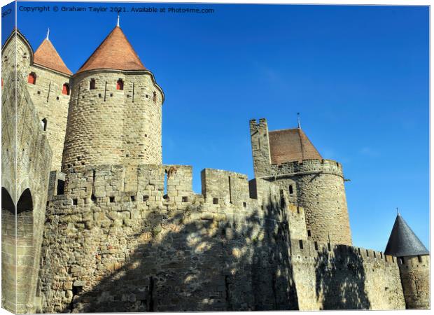 Majestic Turrets of Carcassonne Castle Canvas Print by Graham Taylor