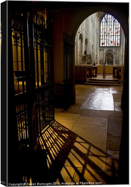 In The Shadows, Norwich Cathedral Canvas Print by Darren Burroughs