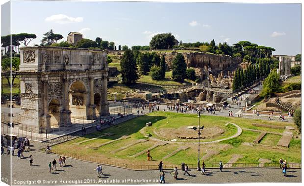 Arch Of Titus and the Roman Forum Canvas Print by Darren Burroughs