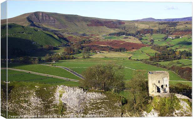 Peveril Castle And Mam Tor. Hope Valley. Canvas Print by Darren Burroughs