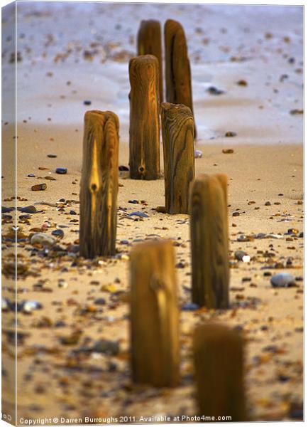 Posts Exposed On Beach Canvas Print by Darren Burroughs