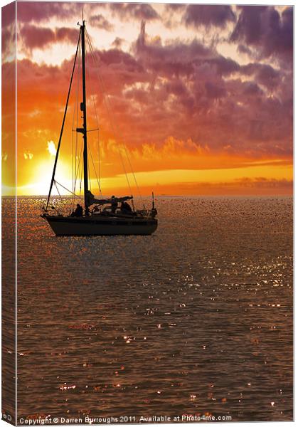 Yacht Sunrise Canvas Print by Darren Burroughs