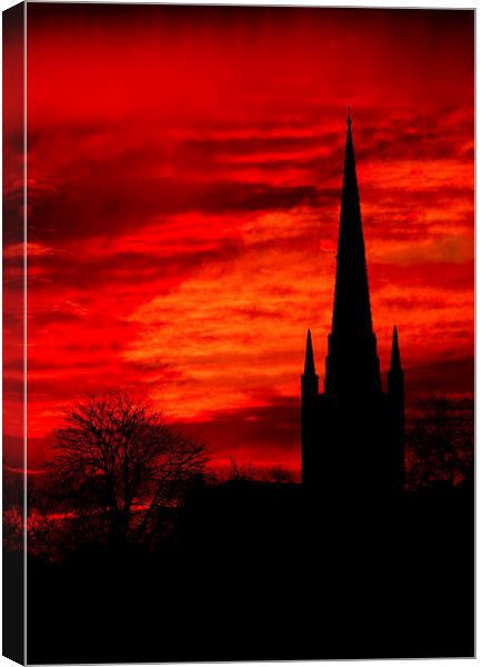 Norwich Cathedral Sunset Canvas Print by Darren Burroughs