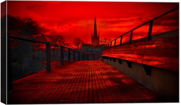 Norwich Cathedral From The Jarrold Bridge Canvas Print by Darren Burroughs