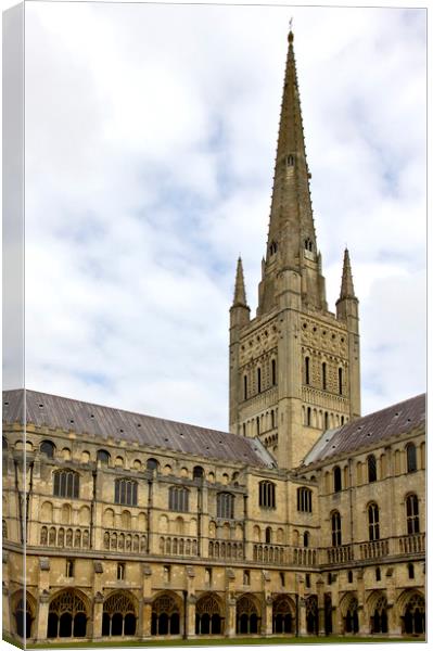 Norwich Cathedral From the Cloisters Canvas Print by Darren Burroughs