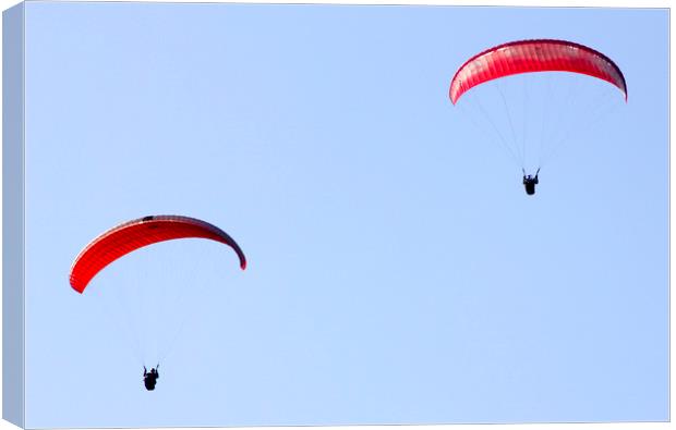 Paragliders Canvas Print by Darren Burroughs