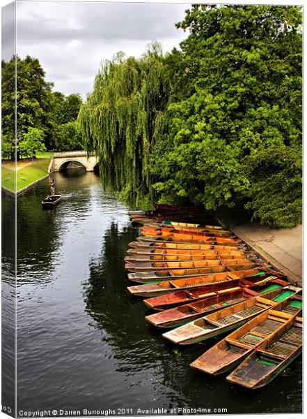 Punting On The Cam, Cambridge. Canvas Print by Darren Burroughs