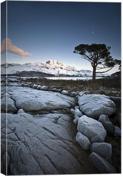 Frosted Slioch Canvas Print by David Maclennan