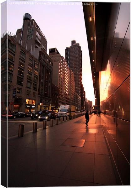 New York Street Sunset and Reflection Canvas Print by Mark Purches