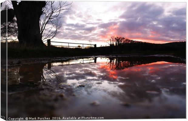 Reflection After Storm Imogen - Sunset Canvas Print by Mark Purches