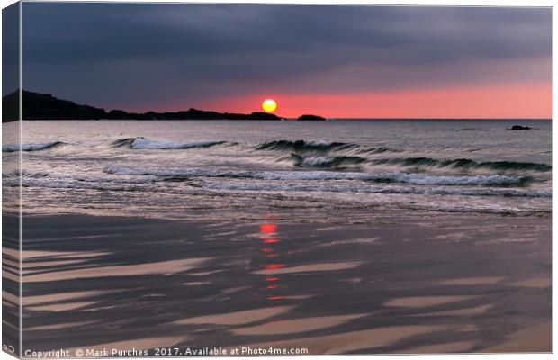 Beautiful St Ives Sunset, Porthmeor Beach Cornwall Canvas Print by Mark Purches