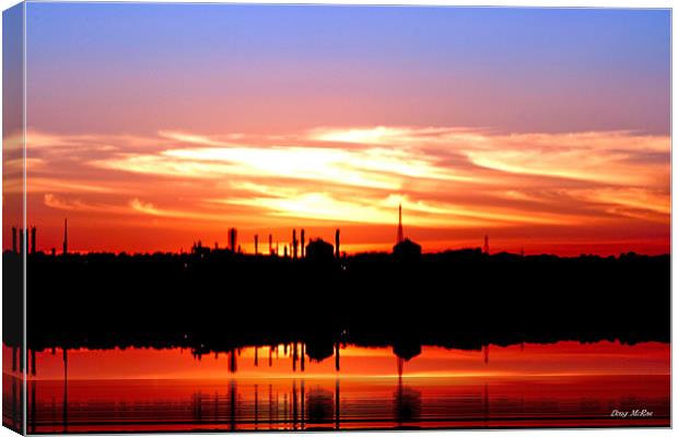 Sunset over Southampton oil terminal Canvas Print by Doug McRae