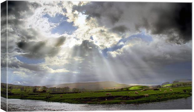 Heavenly Rays In The Dales Canvas Print by Sandi-Cockayne ADPS