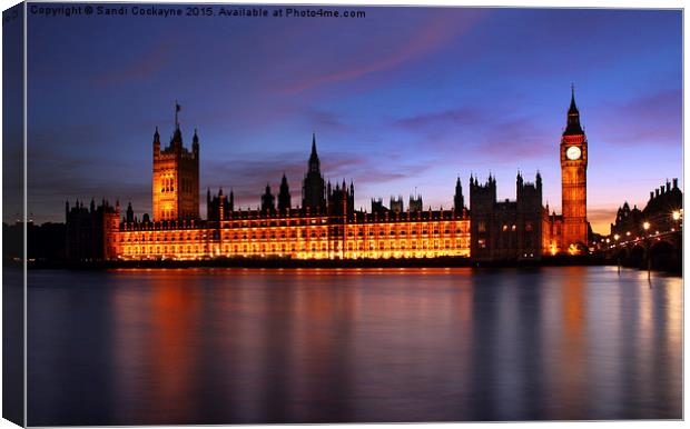  Westminster, London Canvas Print by Sandi-Cockayne ADPS