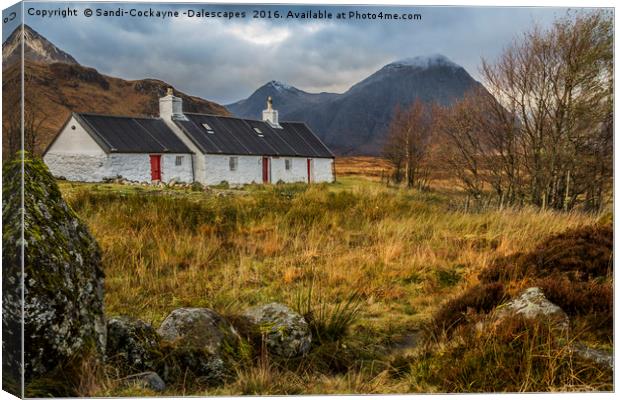 Black Rock Cottage, Glencoe Canvas Print by Sandi-Cockayne ADPS