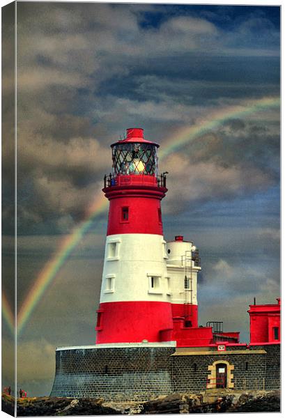 Rainbow Shining Through Lighthouse Canvas Print by Sandi-Cockayne ADPS