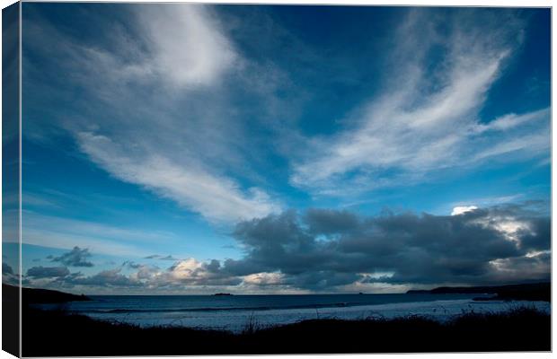 Blue Skies at Harlyn Bay, Cornwall Canvas Print by Samantha Higgs