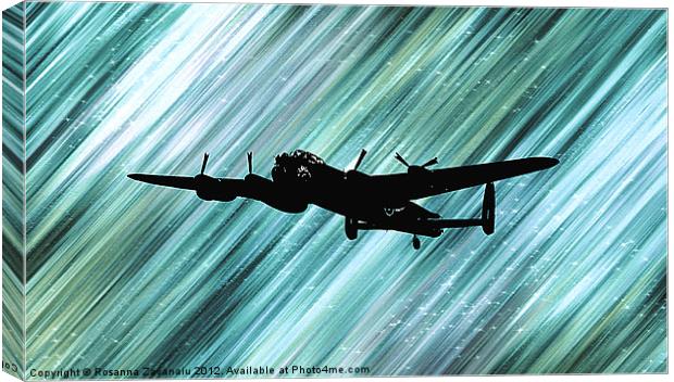 Lancaster Bomber Sillouette. Canvas Print by Rosanna Zavanaiu