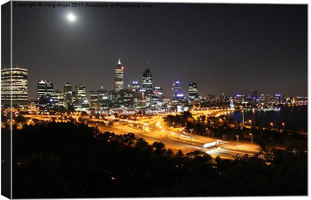 Perth City Lights at Night Canvas Print by craig sivyer