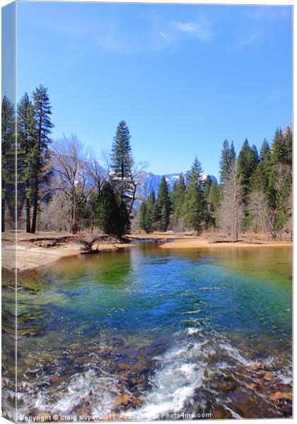 Colourful Mountain River in Yosemite NP Canvas Print by craig sivyer