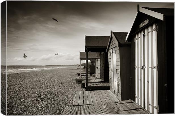 Stripey Beach Hut Canvas Print by Jennifer Mannion