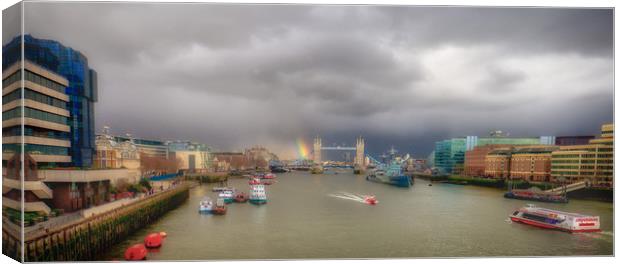 Thames Vista with Rainbow Canvas Print by peter tachauer