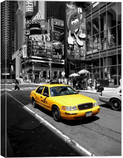 Yellow Cab Manhattan Canvas Print by peter tachauer