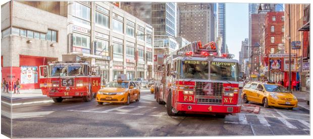 Fire Engines & Yellow Cabs New York Canvas Print by peter tachauer