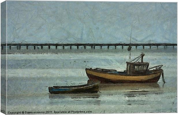 Fishing Boats and Southend-on-Sea Pier Canvas Print by Dawn O'Connor