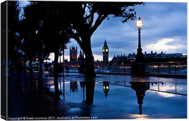 Westminster Puddle Canvas Print by Dawn O'Connor