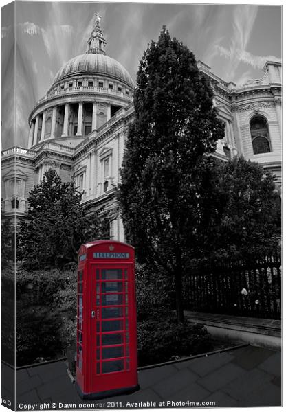 London Telephone Box Canvas Print by Dawn O'Connor