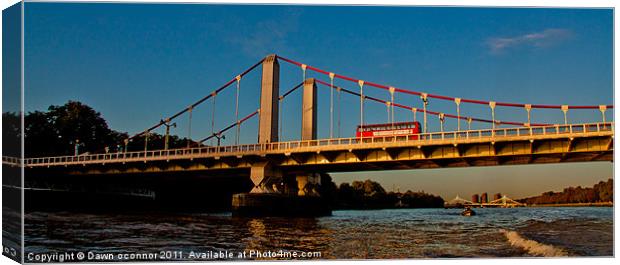Chelsea Bridge with Red Bus Canvas Print by Dawn O'Connor