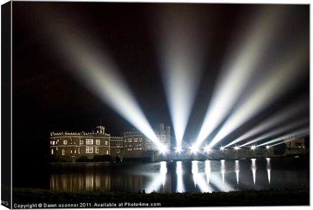 Leeds Castle and Laser Lights Canvas Print by Dawn O'Connor