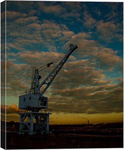 River Medway Crane Canvas Print by Dawn O'Connor