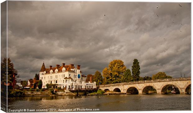 Blue River Cafe, River Thames Canvas Print by Dawn O'Connor