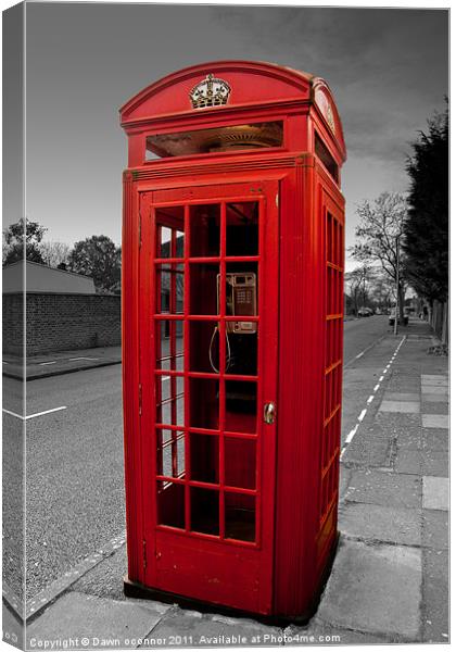 Red Telephone Box, London Canvas Print by Dawn O'Connor