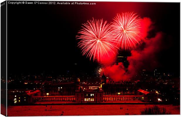 Royal Greenwich Fireworks Canvas Print by Dawn O'Connor