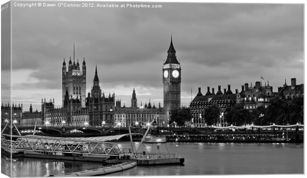 Westminster, Houses of Parliament BW Canvas Print by Dawn O'Connor