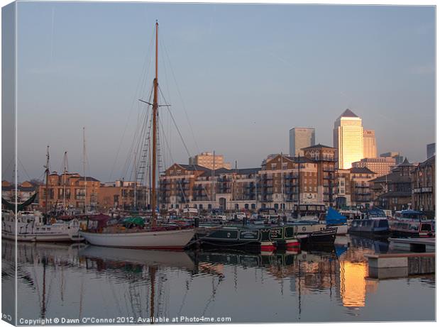 Sunset on Limehouse Basin Canvas Print by Dawn O'Connor
