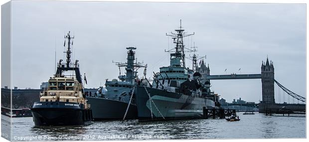 Battleships and Tugboat Canvas Print by Dawn O'Connor