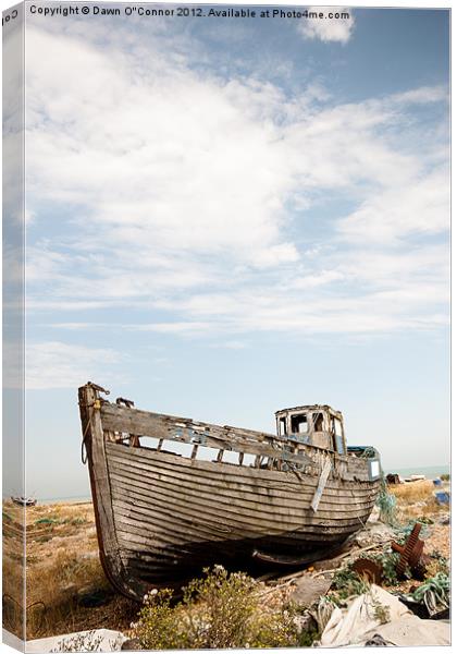 Wrecked Boat Dungeness Canvas Print by Dawn O'Connor