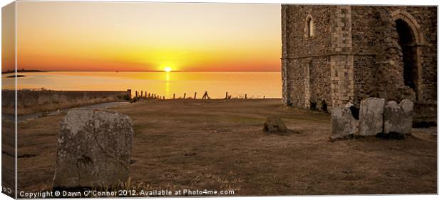 Reculver Towers Sunset Canvas Print by Dawn O'Connor