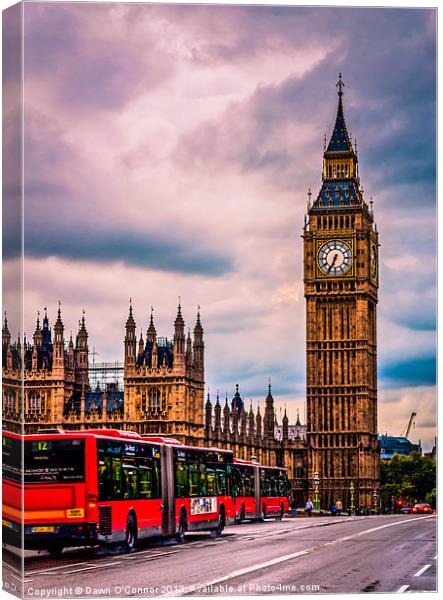 Big Ben and Buses Canvas Print by Dawn O'Connor
