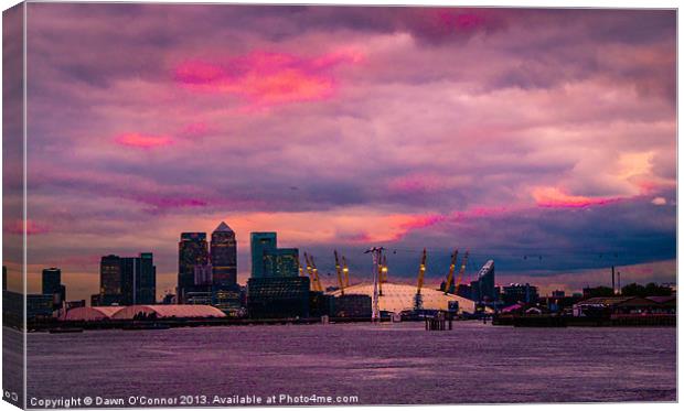 Docklands and O2 Arena Canvas Print by Dawn O'Connor