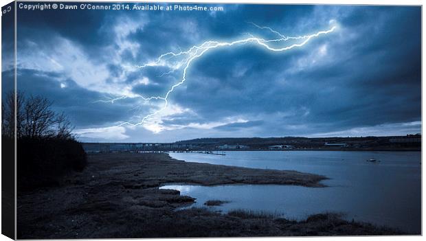 River Medway Lightning Canvas Print by Dawn O'Connor